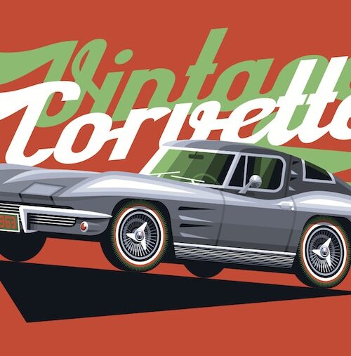 Vintage Corvette postcard