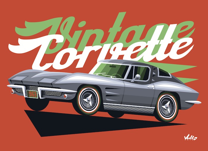 Vintage Corvette postcard