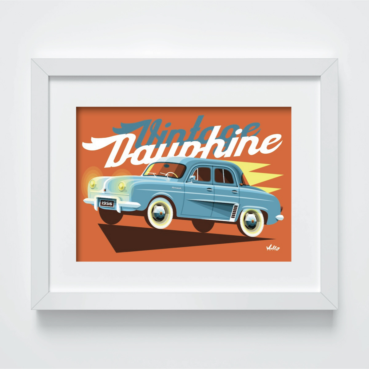 Vintage Dauphine postcard with frame