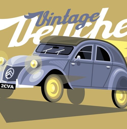 Vintage 2CV postcard