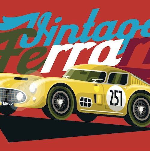 Vintage Ferrari Jaune postcard