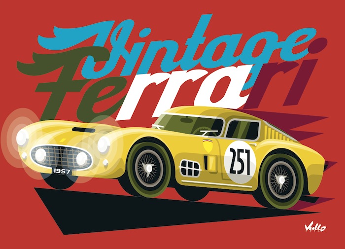 Carte postale Vintage Ferrari Jaune