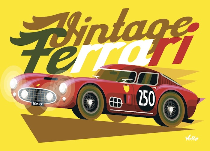 Carte postale Vintage Ferrari Rouge