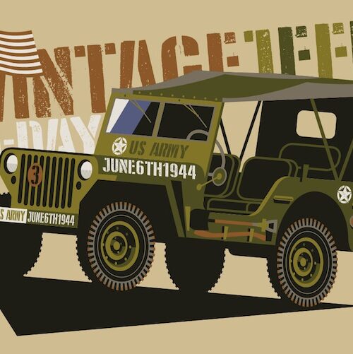 Vintage Jeep postcard