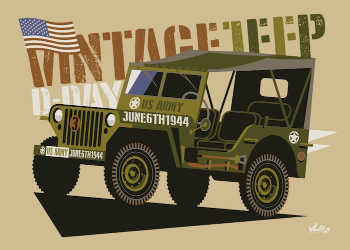 Vintage Jeep postcard