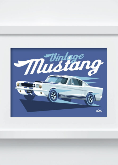 Vintage Mustang postcard with frame