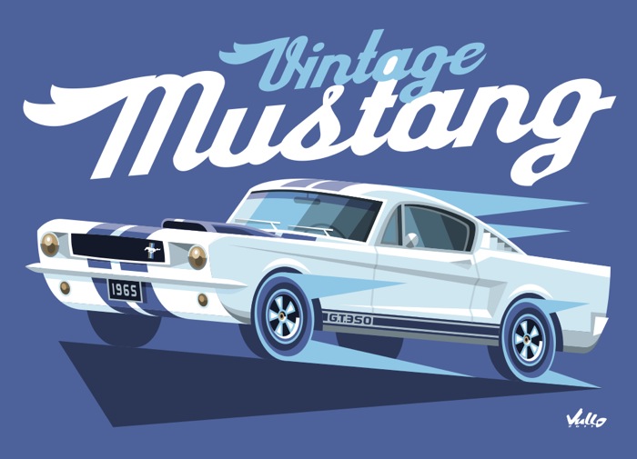 Carte postale Vintage Mustang