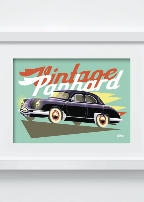 Vintage Panhard postcard with frame