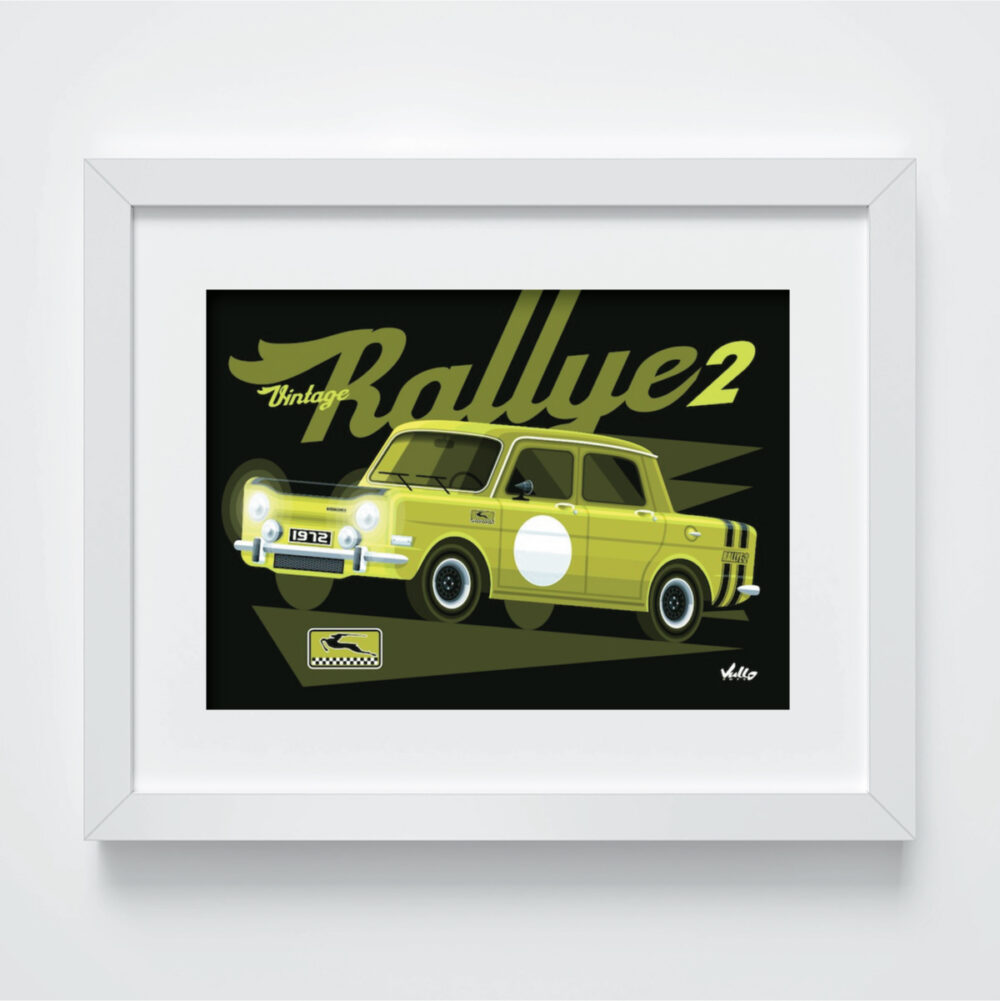 Vintage Rallye 2 postcard with frame