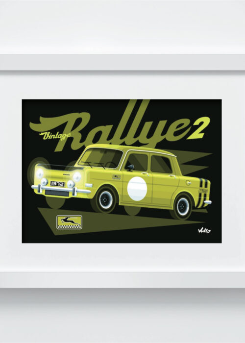 Vintage Rallye 2 postcard with frame