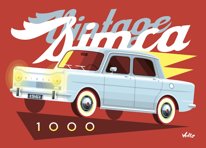 Vintage Simca 1000 postcard