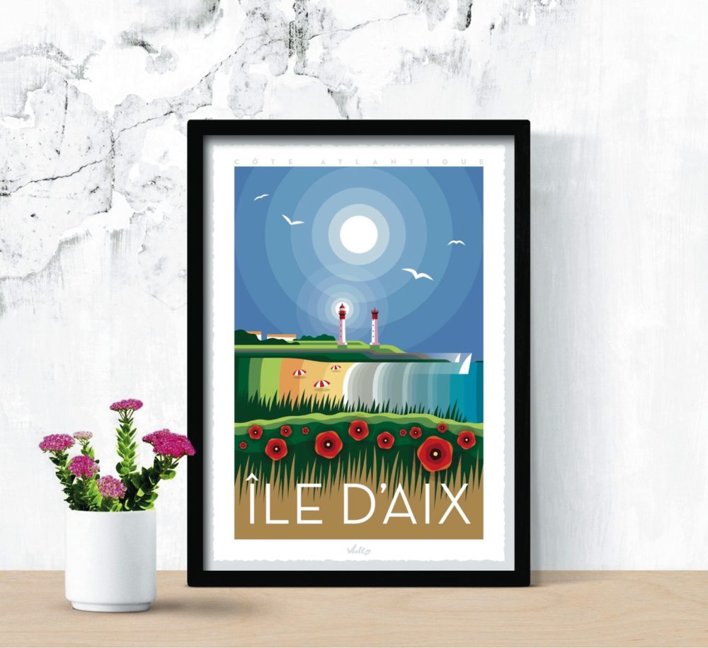 Île d'Aix poster with frame